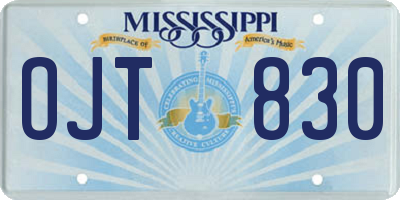 MS license plate OJT830