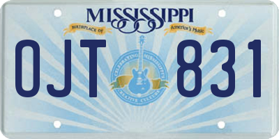 MS license plate OJT831