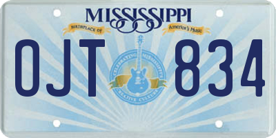 MS license plate OJT834