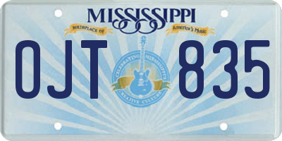 MS license plate OJT835