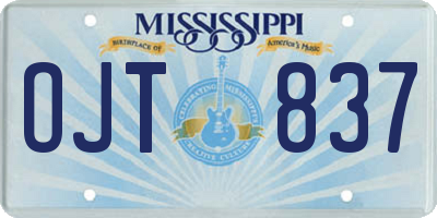 MS license plate OJT837