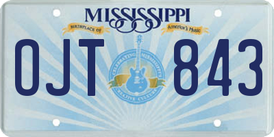 MS license plate OJT843
