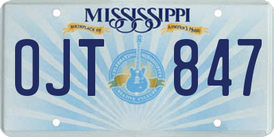 MS license plate OJT847