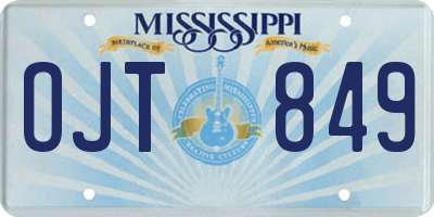 MS license plate OJT849