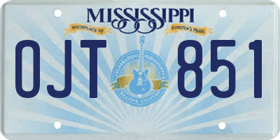 MS license plate OJT851
