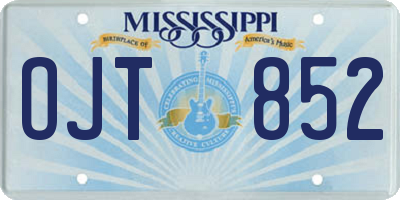 MS license plate OJT852