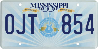 MS license plate OJT854