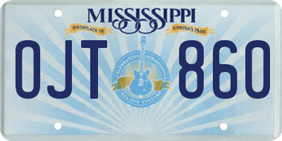 MS license plate OJT860