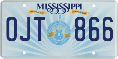 MS license plate OJT866
