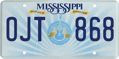 MS license plate OJT868