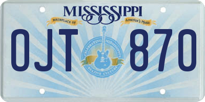 MS license plate OJT870