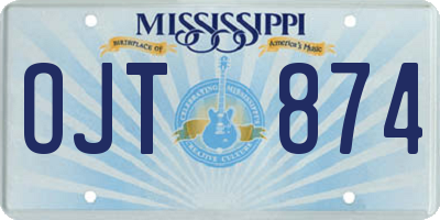 MS license plate OJT874