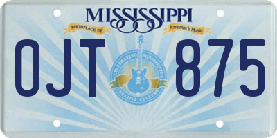 MS license plate OJT875