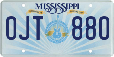 MS license plate OJT880