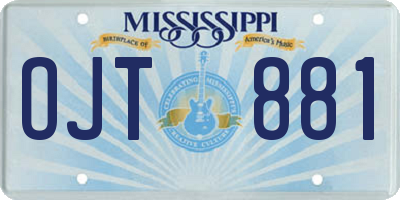 MS license plate OJT881