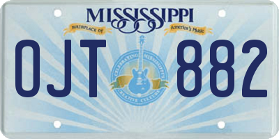 MS license plate OJT882