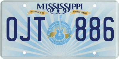 MS license plate OJT886