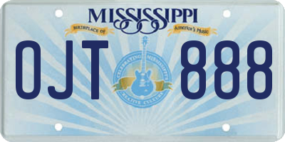 MS license plate OJT888