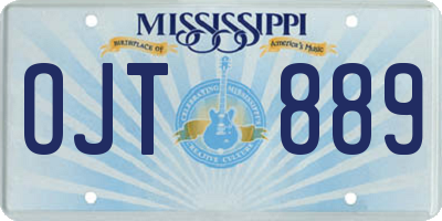 MS license plate OJT889