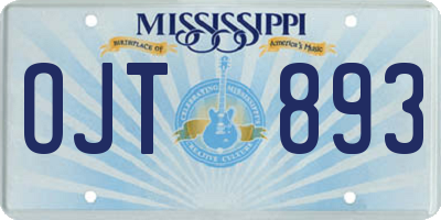 MS license plate OJT893