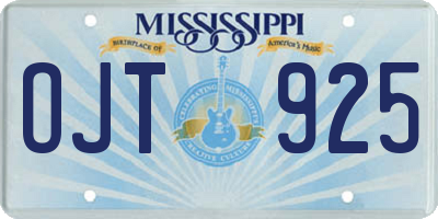 MS license plate OJT925