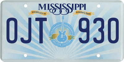 MS license plate OJT930