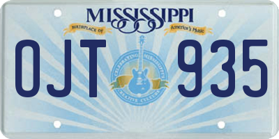 MS license plate OJT935