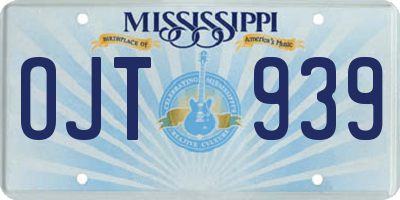MS license plate OJT939