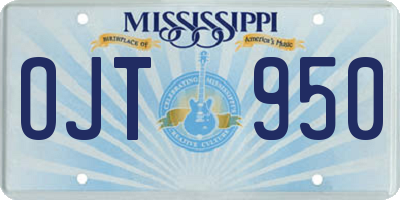 MS license plate OJT950