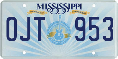 MS license plate OJT953