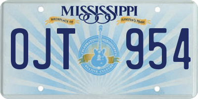 MS license plate OJT954