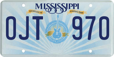 MS license plate OJT970