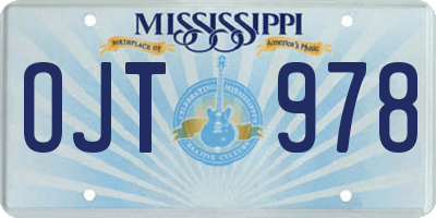 MS license plate OJT978