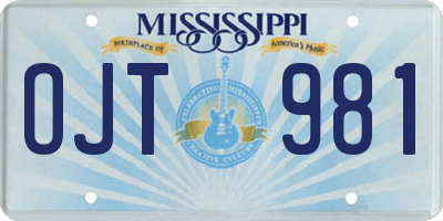 MS license plate OJT981