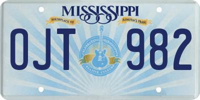 MS license plate OJT982