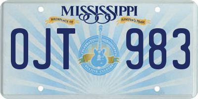 MS license plate OJT983