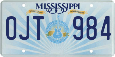 MS license plate OJT984