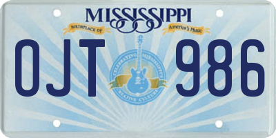 MS license plate OJT986