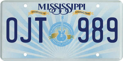 MS license plate OJT989