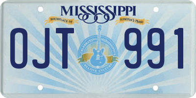 MS license plate OJT991