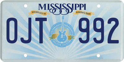 MS license plate OJT992
