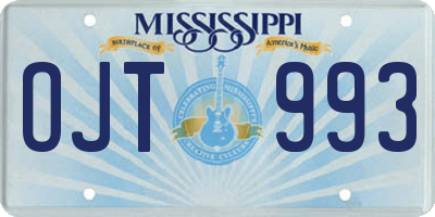 MS license plate OJT993