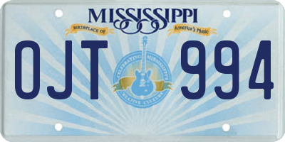 MS license plate OJT994