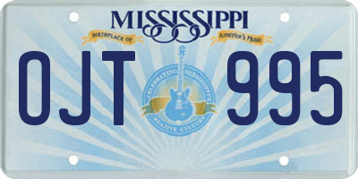 MS license plate OJT995