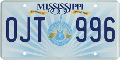 MS license plate OJT996