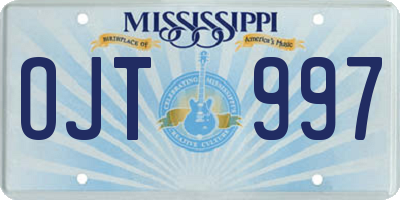 MS license plate OJT997