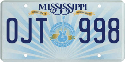 MS license plate OJT998