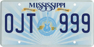 MS license plate OJT999