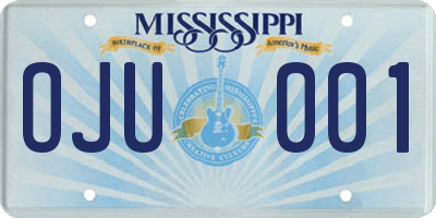 MS license plate OJU001