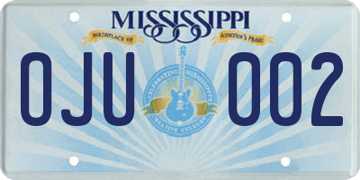 MS license plate OJU002